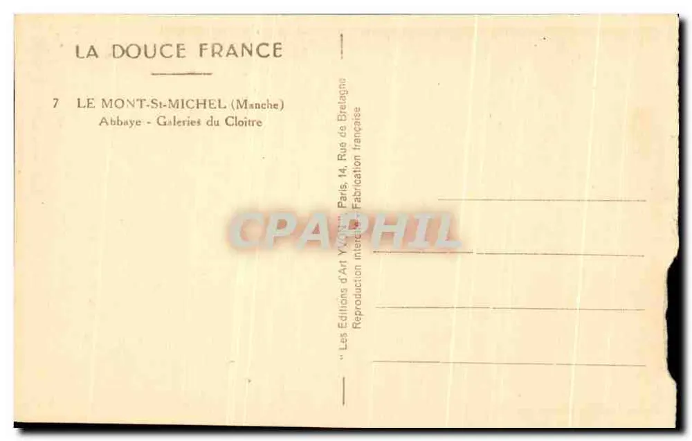 Mont-Saint-Michel — Abpia — Galerie Klasztoru — Les Éditions d'Art Yvon - Rewers