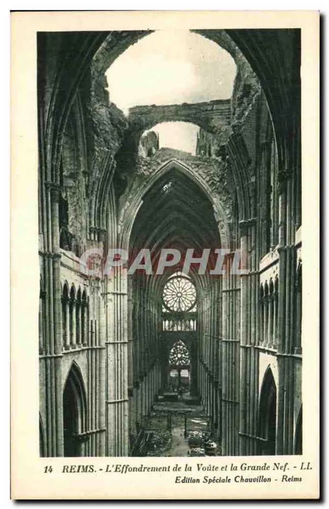 Reims - Einsturz der Gewölbe und die große Kirchenmitte - Sonderausgabe Chauvillon - Reims - Vorderseite