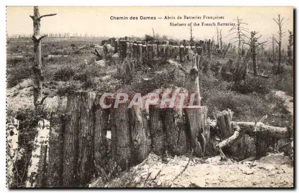 Chemin des Dames — Französische Batterieunterstände — Verlag H. Noyazède und H. Lesjant, Soissons - Vorderseite