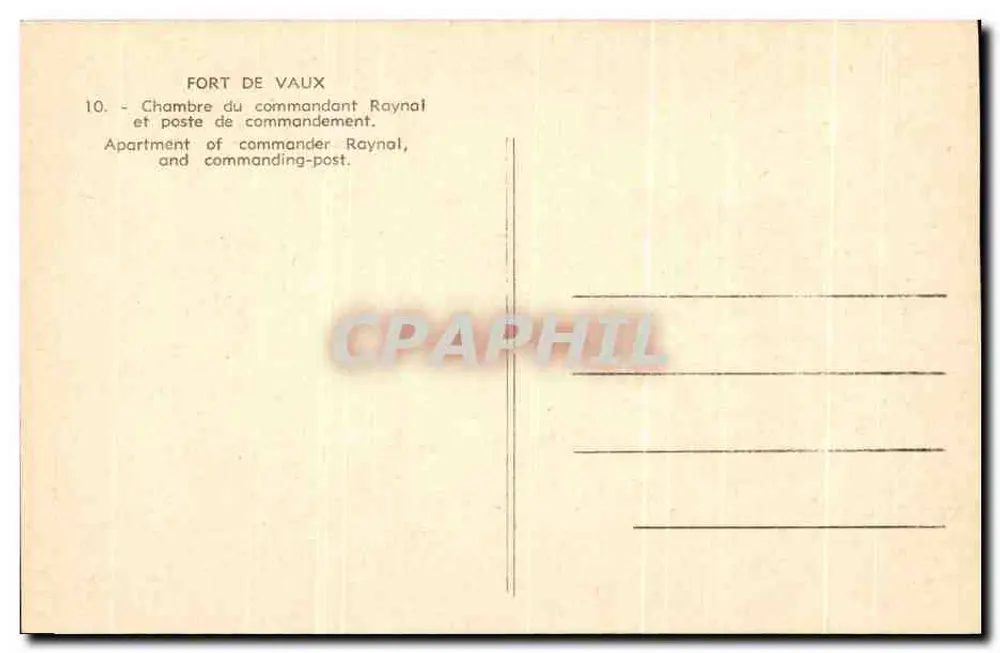 Ponte de Vaux — Quarto do comandante Raynal e posto de comando - Verso