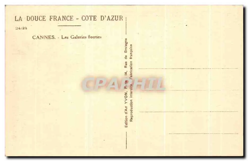 Cannes - Die Blumengalerien — Yvon, Nr. 24/22 - Rückseite