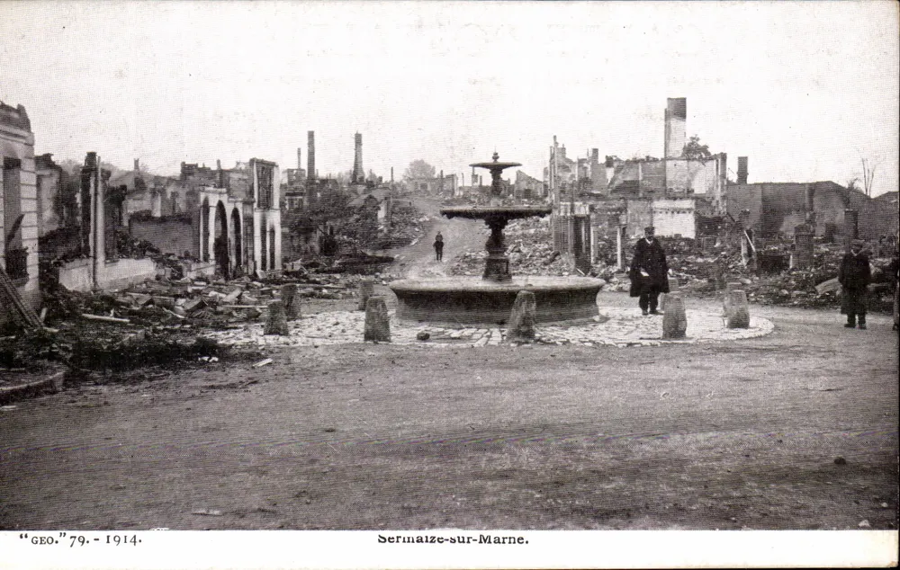 Sermaine-sur-Marne — ruínas após 1914 — editor 'GEO.' n°79 - Frente
