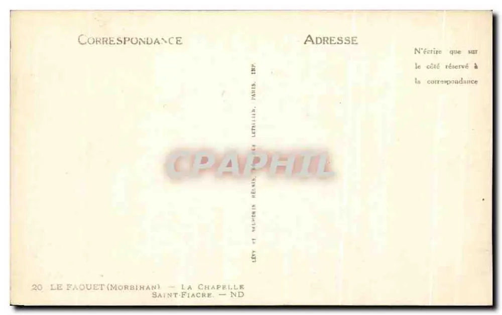 La Chapelle — Saint-Fiacre — Verlag Lévy, Le Faouët (Morbihan) - Rückseite