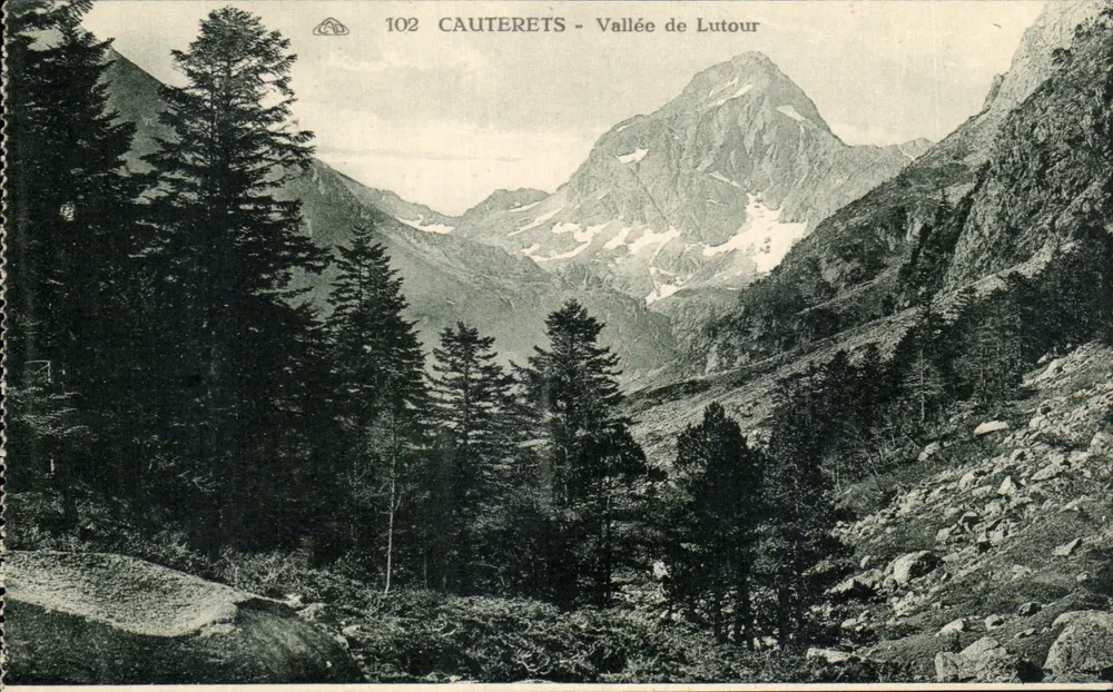 Cauterets - Vale de Lutour — vista de montanha com floresta — n° 102 - Frente