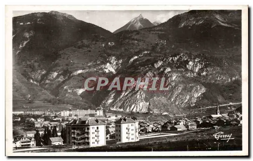 Modane — Allgemeiner Blick, die Kasernen und die Aiguille Doran (Höhe 3049 m) — Sammlung 'La Plus Belle' von Collomb - Vorderseite