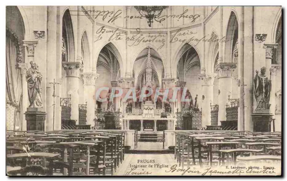 Fruges — Interno della Chiesa — E. Landouzy, fotografo, Fruges - Recto