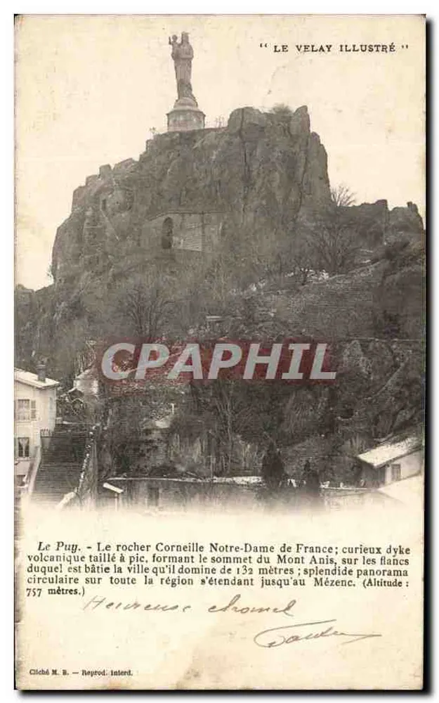 Le Puy - Der Corneille-Felsen Notre-Dame de France — "LE VELAY ILLUSTRÉ" — Cliché M. B. — Reproduktion verboten - Vorderseite