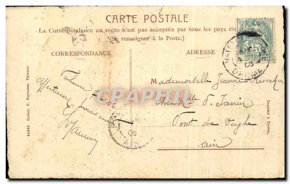 Rande van de Rhône — Kasteel van Châteaubourg — Drukkerij P. Peyrouse, Valence - Achterkant