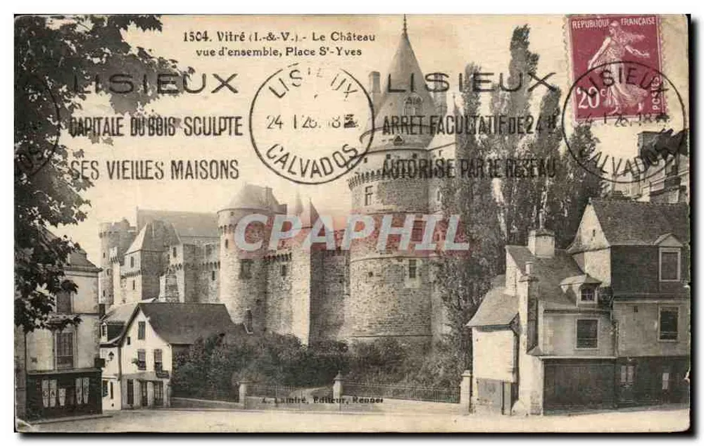 Vitré (Ille-et-Vilaine) — Le Château, vue d'ensemble, Place Saint-Yves — A. Lamître, Editeur, Rennes - Frente