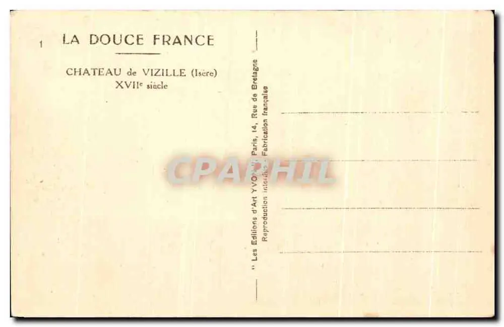 Château de Vizille — Isère — Les Éditions d'Art YVOIR, Paris - Rückseite