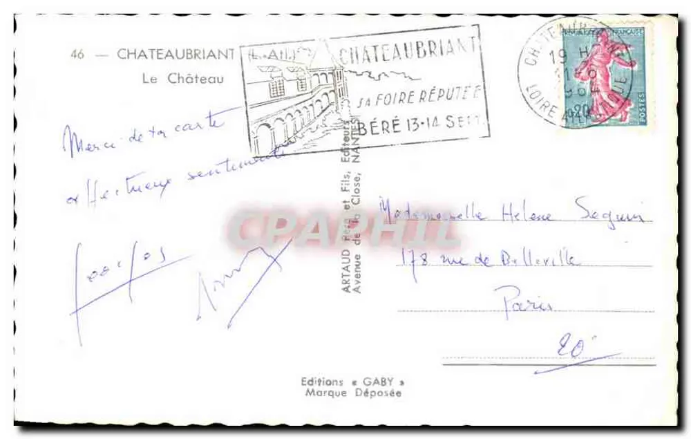 Castelo de Châteaubriant — Edições Gaby, n°46 - Verso