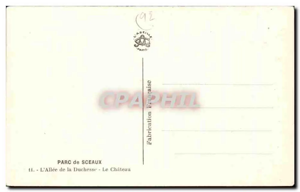 Park von Sceaux — Die Avenue der Herzogin — Das Schloss — L'Abelille, Paris - Rückseite