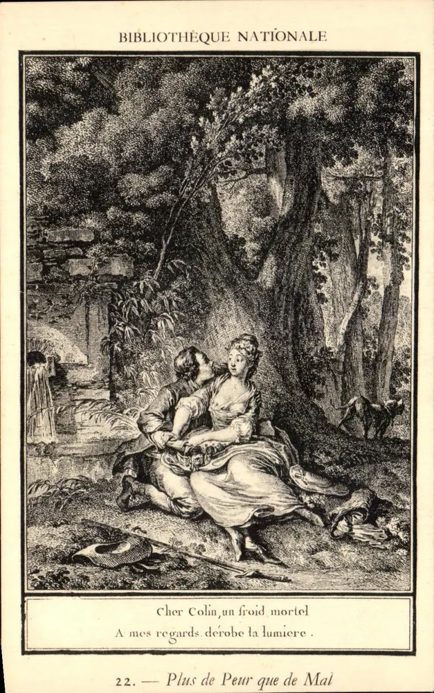 Biblioteca Nacional — cena de floresta com casal — Éditions des Bibliothèques de France, n° 22 - Frente