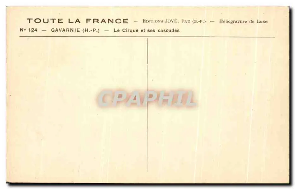 Gavarnie — O Circo e suas cascadas — Éditions Jové, Pau (B.P.) - Verso