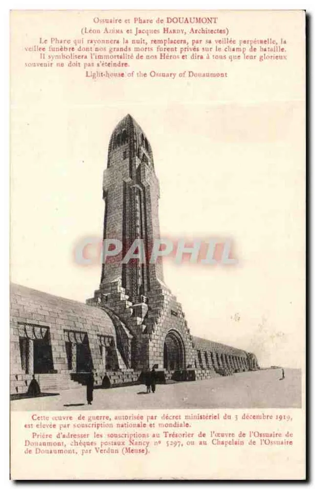 Ossuário e Farol de Douaumont — Léon Azéma e Jacques Hardy, Arquitetos — Edição Photo-Verdun - Frente