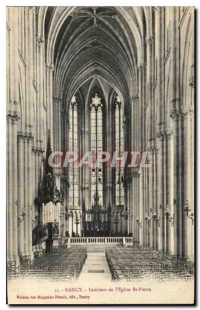 Nancy - Interior da Igreja de São Pedro — Maison des Magasins Réunis, édit., Nancy - Frente