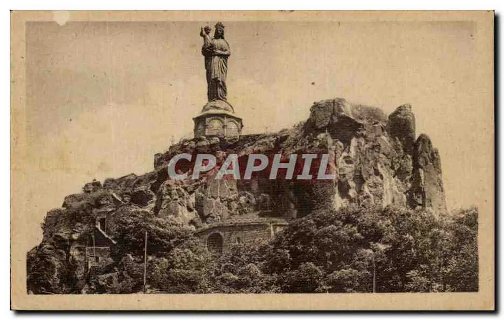 Le Puy — Die kolossale Statue der Notre-Dame de France — Cie des Arts Photomécaniques, Paris - Vorderseite