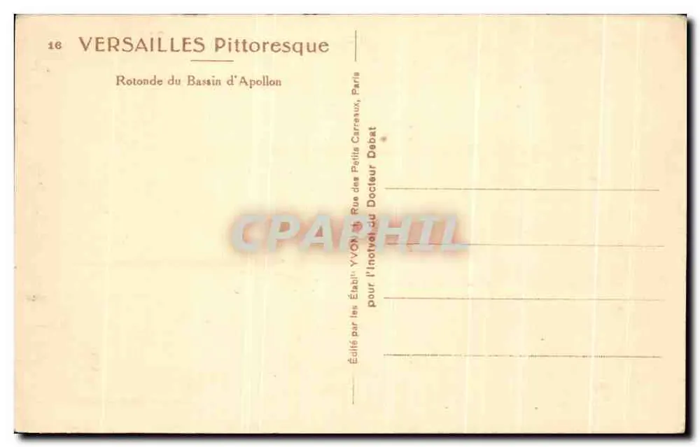 Versailles — Rotonde des Bassin d'Apollon — Verlag: Yvon Verleger, Rue des Poilés Carreaux, Paris - Rückseite