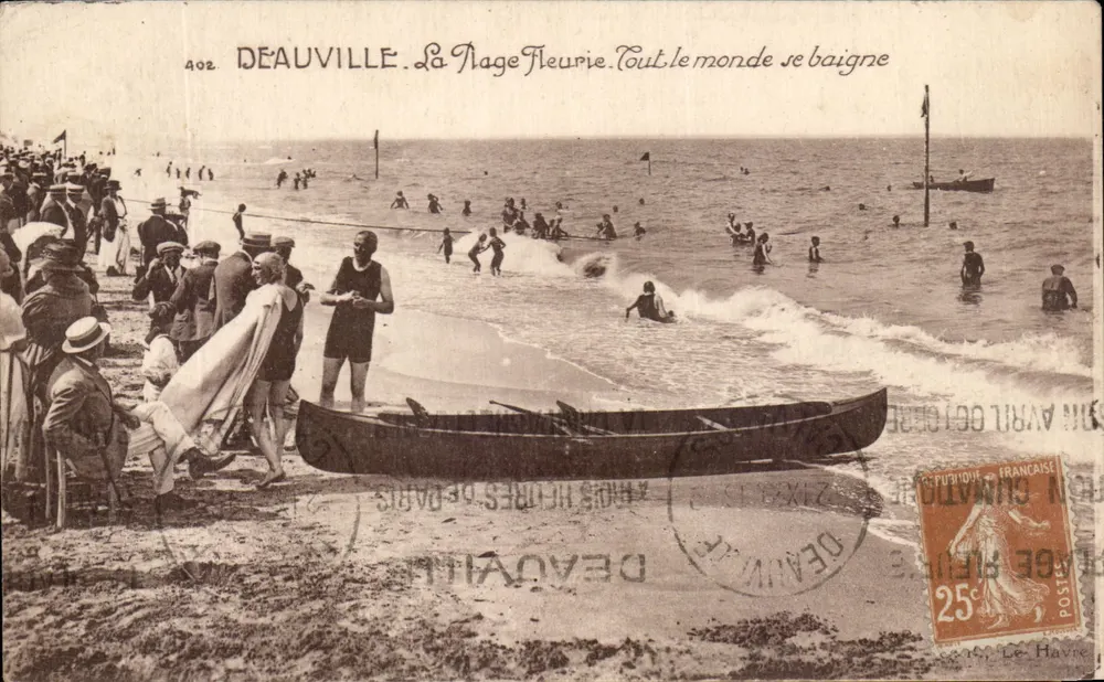 Deauville — La Nage Fleurie. Jeder schwimmt — Verlag: A. H. Hébert, Paris - Vorderseite