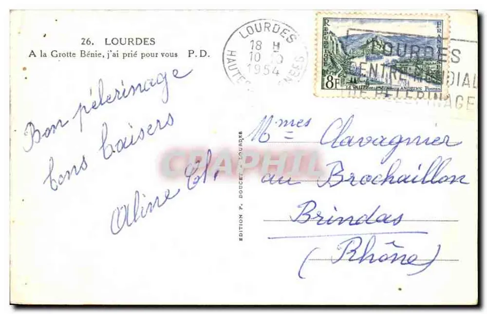 Begnadete Höhle — Lourdes — Ausgabe P. Douce — Nr. 26 - Rückseite