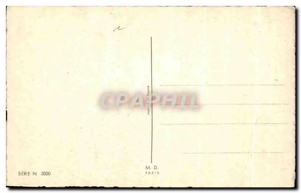 Fille en robe bleue — jouant avec des fleurs et un papillon — éditeur M. D. PARIS, série N° 3000 - Rückseite