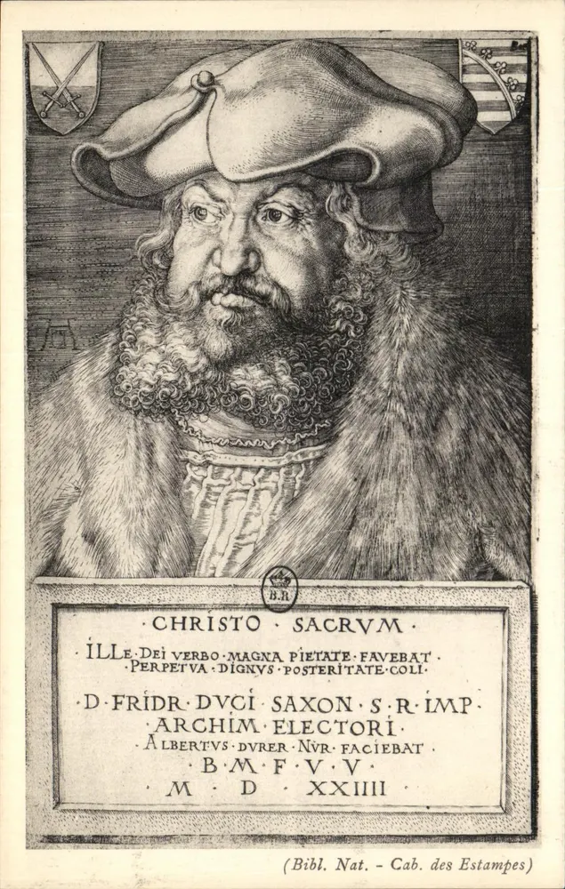 Retrato de Albert de Saxe — Editor: Bibliothèque Nationale, Cabinet des Estampes — Número de série: M.D.XXIII - Frente