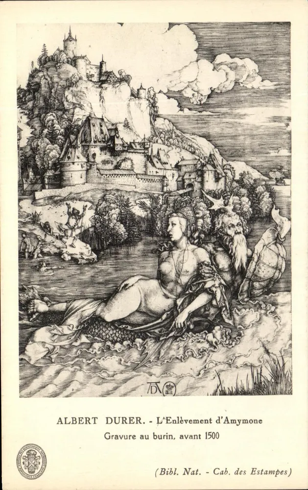 Die Entführung von Amymone — Kupferstich von Dürer — Nationalbibliothek, Kabinett der Kupferstiche - Vorderseite
