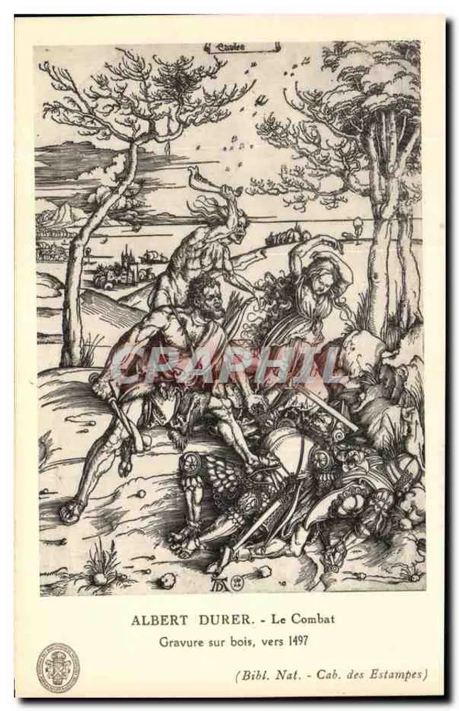 Der Kampf — Holzschnitt von Dürer um 1497 — Bibliothèque nationale, Cabinet des Estampes - Vorderseite