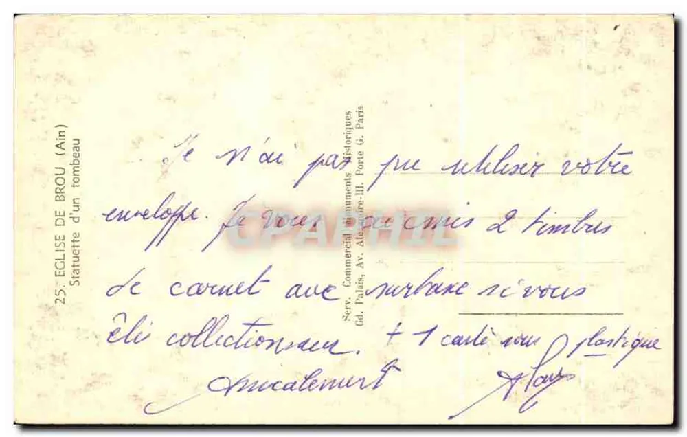 Estátua de Brou (Ain) — túmulo — Serviço Comercial de Antiguidades Históricas, Grande Palácio, Avenida Alexandre-III, Paris - Verso
