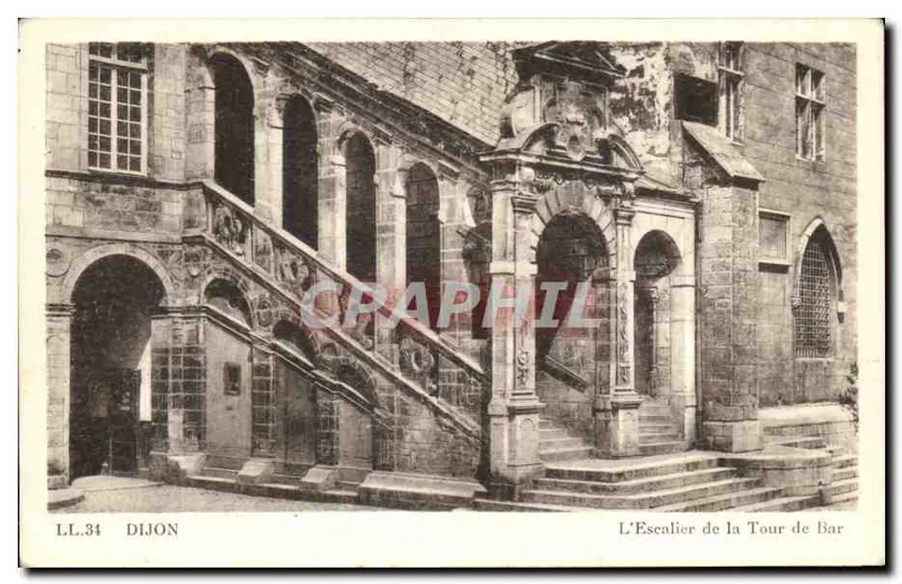 Dijon — Le Scale della Torre di Bar — LL.34 — Cie des Arts Photographiques - Recto