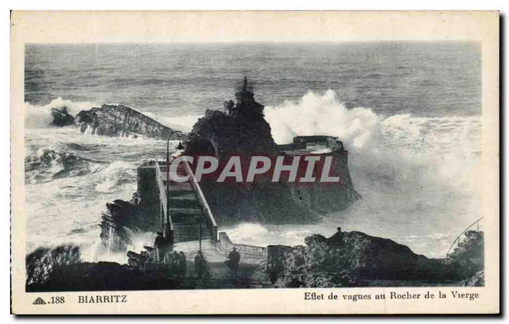 Biarritz — Ansicht der Wellen am Felsen der Jungfrau — Cie des Arts Piédomécaniques, Paris, n°188 - Vorderseite