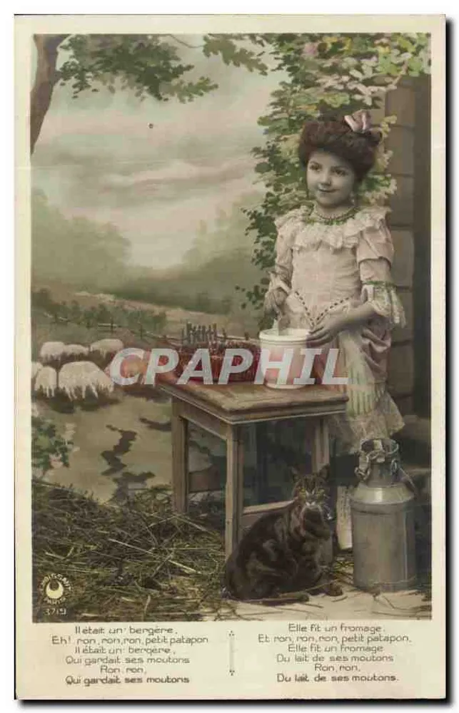 Bergertje en kat — pastoraal tafereel met gedicht — uitgever 'Le Petit Journal' n° 3719 - Voorkant