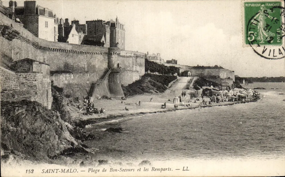 Saint-Malo — Plage de Bon-Secours und die Mauern — LL. n°152 - Vorderseite