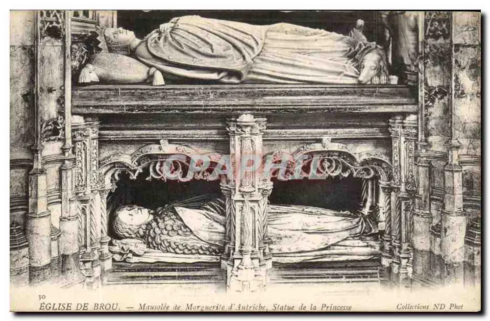 Kirche von Brou — Mausoleum von Marguerite von Österreich, Statue der Prinzessin — Sammlung ND Phot - Vorderseite