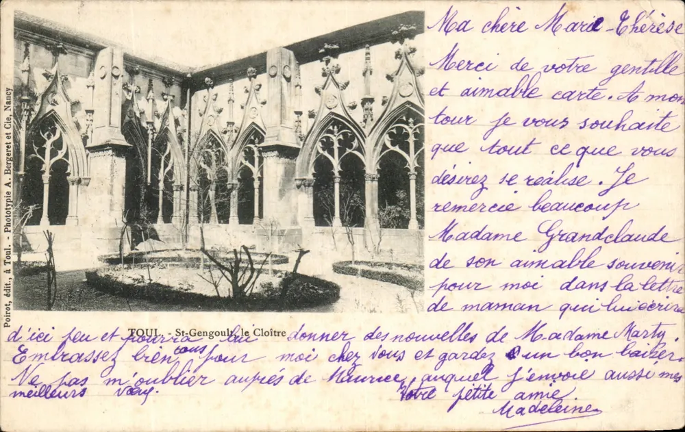 Toul - Santa Gengoult, o Claustro — Fototipia A. Bergeret & Cie, Nancy - Frente
