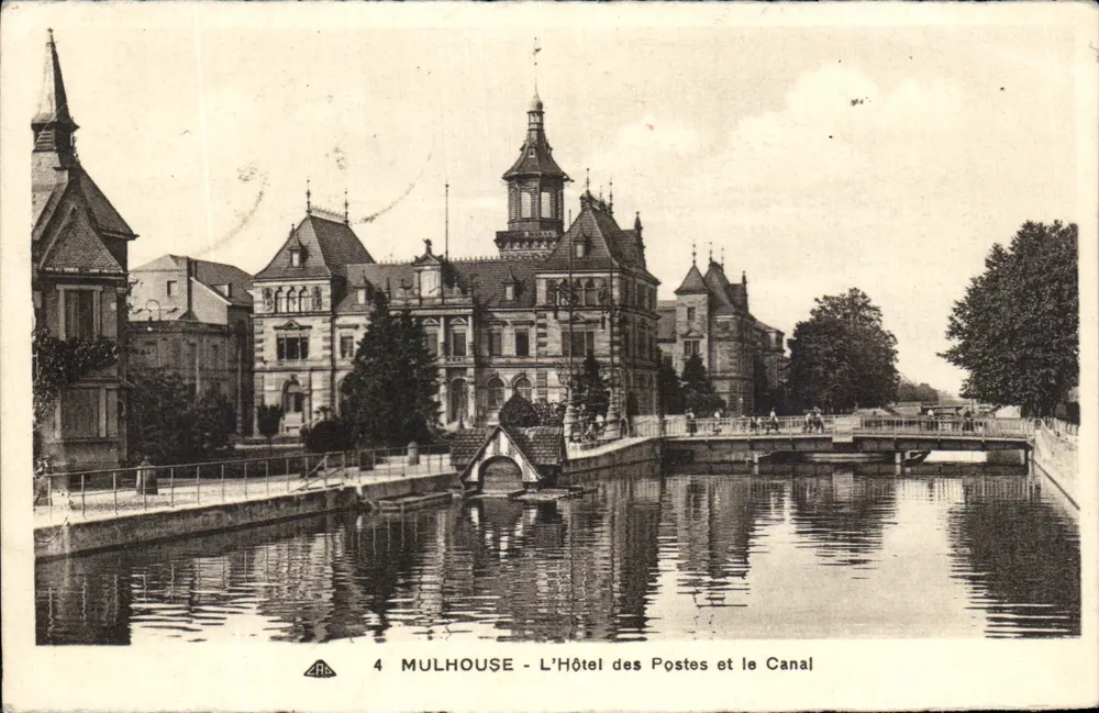 Mulhouse - Das Posthotel und der Kanal — Verleger C. des Arts Photomécaniques, n°4 - Vorderseite