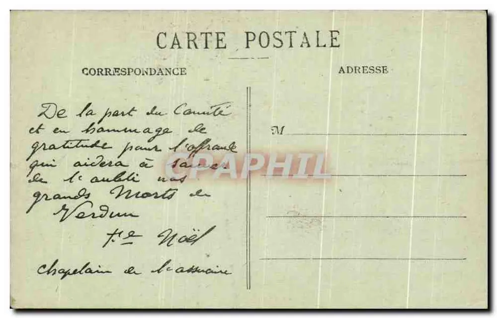 Vorübergehender Ossuar der Schlachtfelder von Verdun — Linker Ufer und rechter Ufer — Beginn der Arbeit von Douaumont (Meuse) - Rückseite