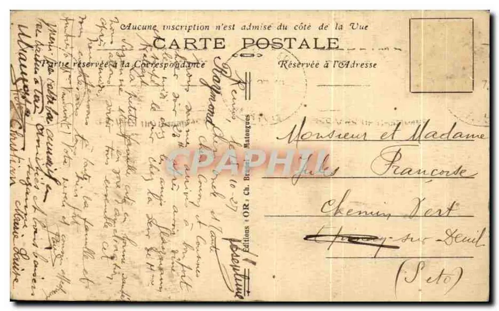 Reims — Innenansicht der Kathedrale nach den Bombenangriffen — Éditions OR. Ch. Breton, Matourges - Rückseite