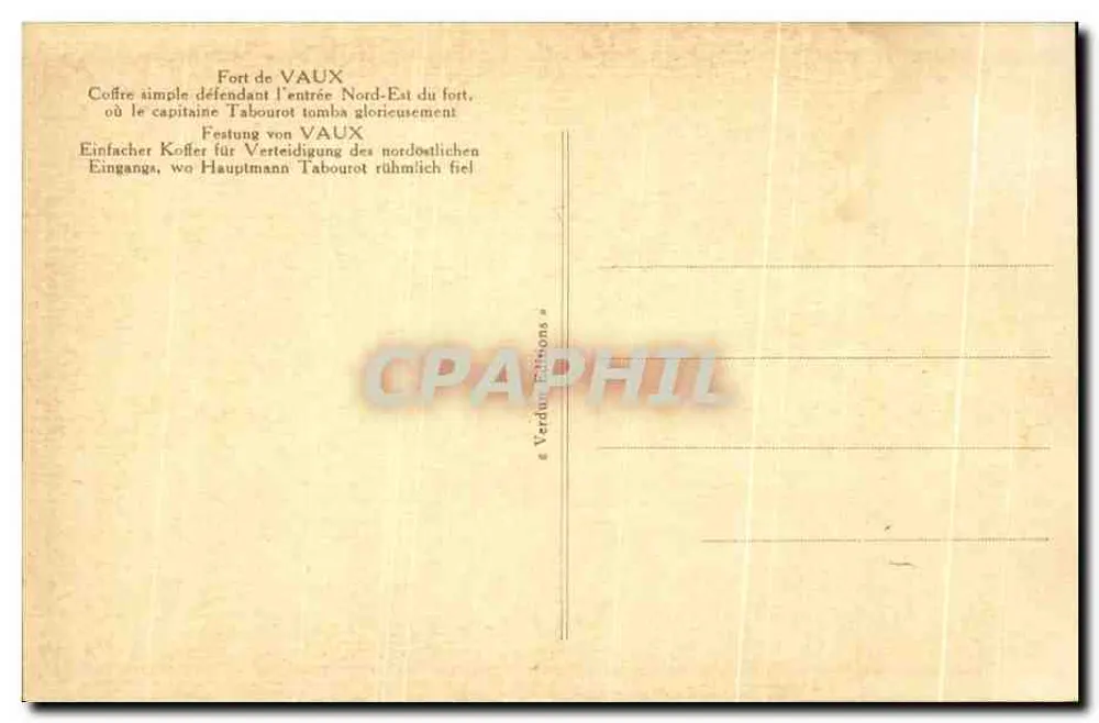 Fort de VAUX — Portão simples defendendo a entrada Nordeste do forte — edições Verdun - Verso