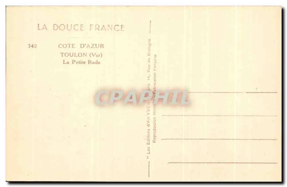 Toulon (Var) — La Petite Rade — Éditions d'An YvC - Rückseite