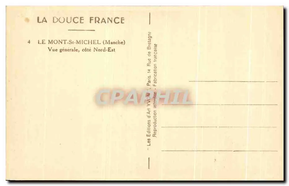 Mont-Saint-Michel — Allgemeiner Blick, Nord-Ost-Seite — Les Éditions d'Art Yvonne, Paris - Rückseite