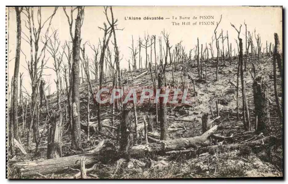 L'Aisne destruída — A Butte de PINON — Nongazoble e H. Laintrat, Soissons - Frente