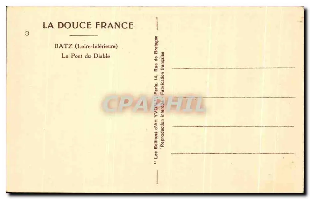 Der Teufelsbrücke — Batz (Loire-Inférieure) — Les Éditions d'Art Yvon, Paris - Rückseite