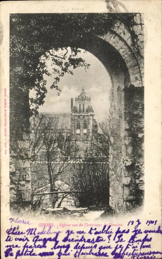 Gisors - Kirche aus dem Inneren der Burg gesehen — Imp. J.-Lith. A. Bardel, Gisors (Eure) - Vorderseite