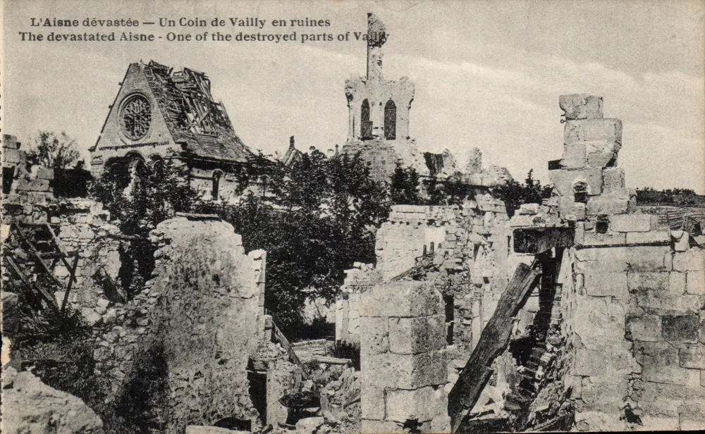 Vailly in Ruinen — Zerstörung der Aisne — Edition B. Nougardé und H. Lestrat, Soissons - Vorderseite