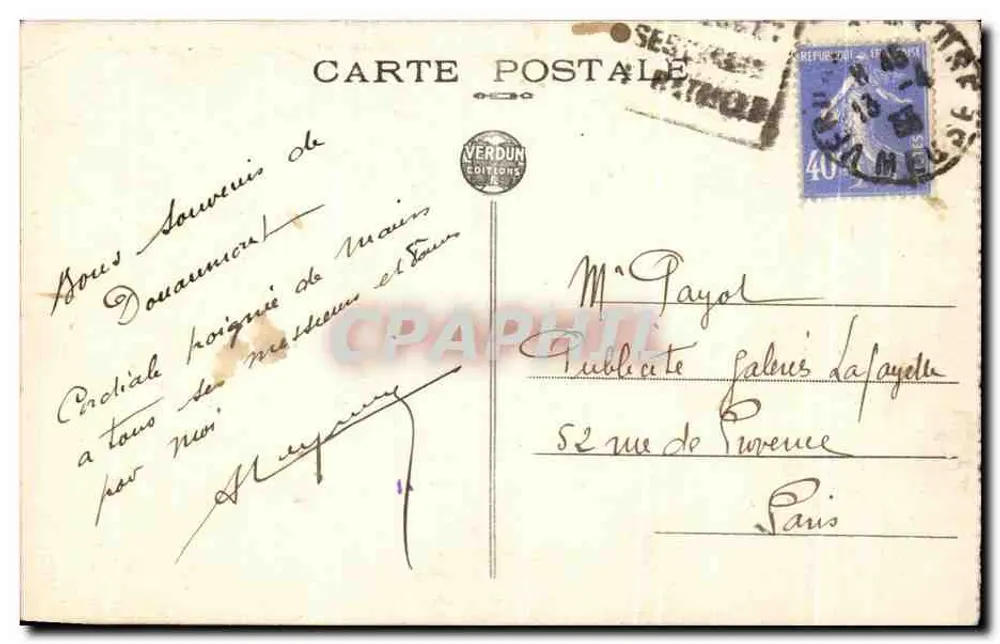 Thiaumont, nahe Douaumont — Die Baionettengraben — Innensicht — Edition Verdun - Rückseite
