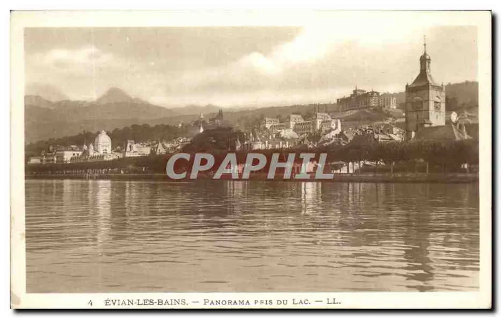 ÉVIAN-LES-BAINS — Panorama tirado do lago — LL. n°4 - Frente