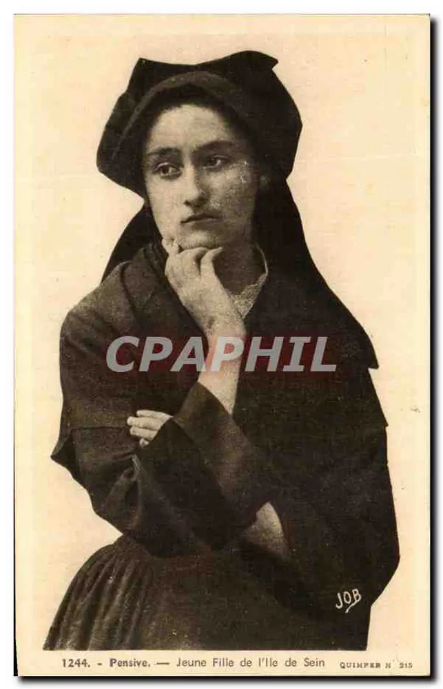 Junge Frau von der Insel Sein — Nachdenklich — JOB, Quimper N° 215 - Vorderseite