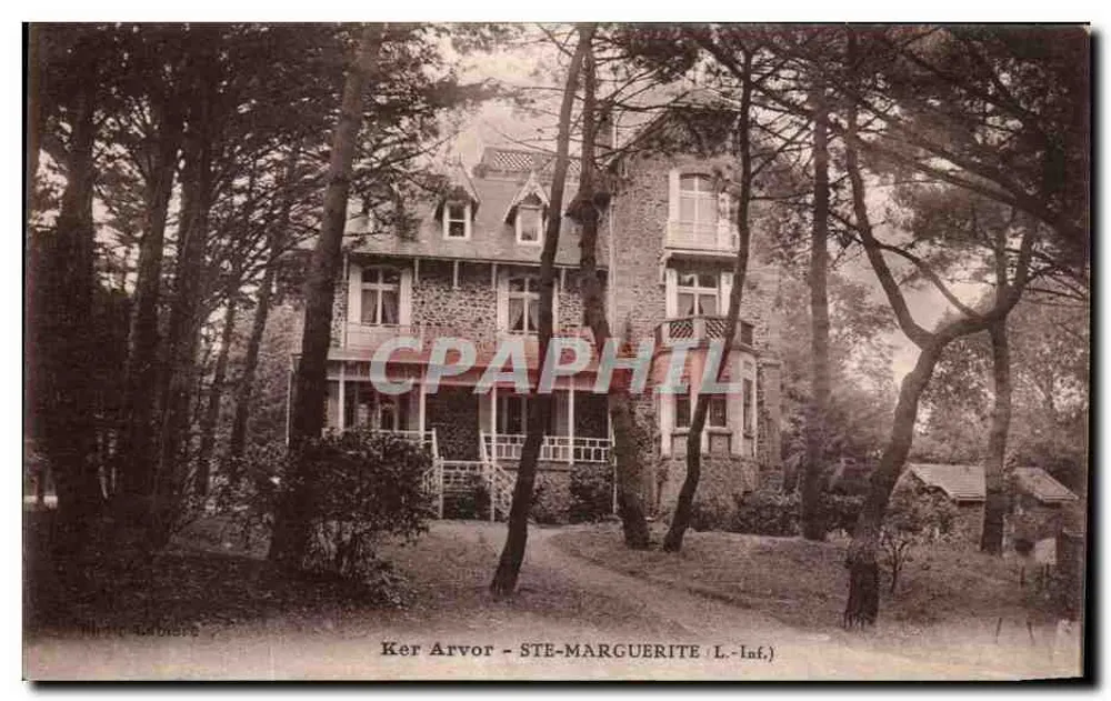 Ker Arvor - SÃO MARGARIDA (L.-Inf.) — casa de pedra cercada por árvores — editor H. Lebore - Frente