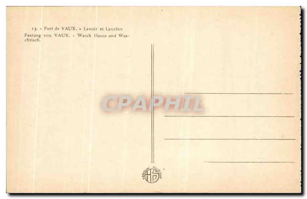 Fort de Vaux — Waschraum und Toiletten — Verlag J. H. S. Vaudon - Rückseite